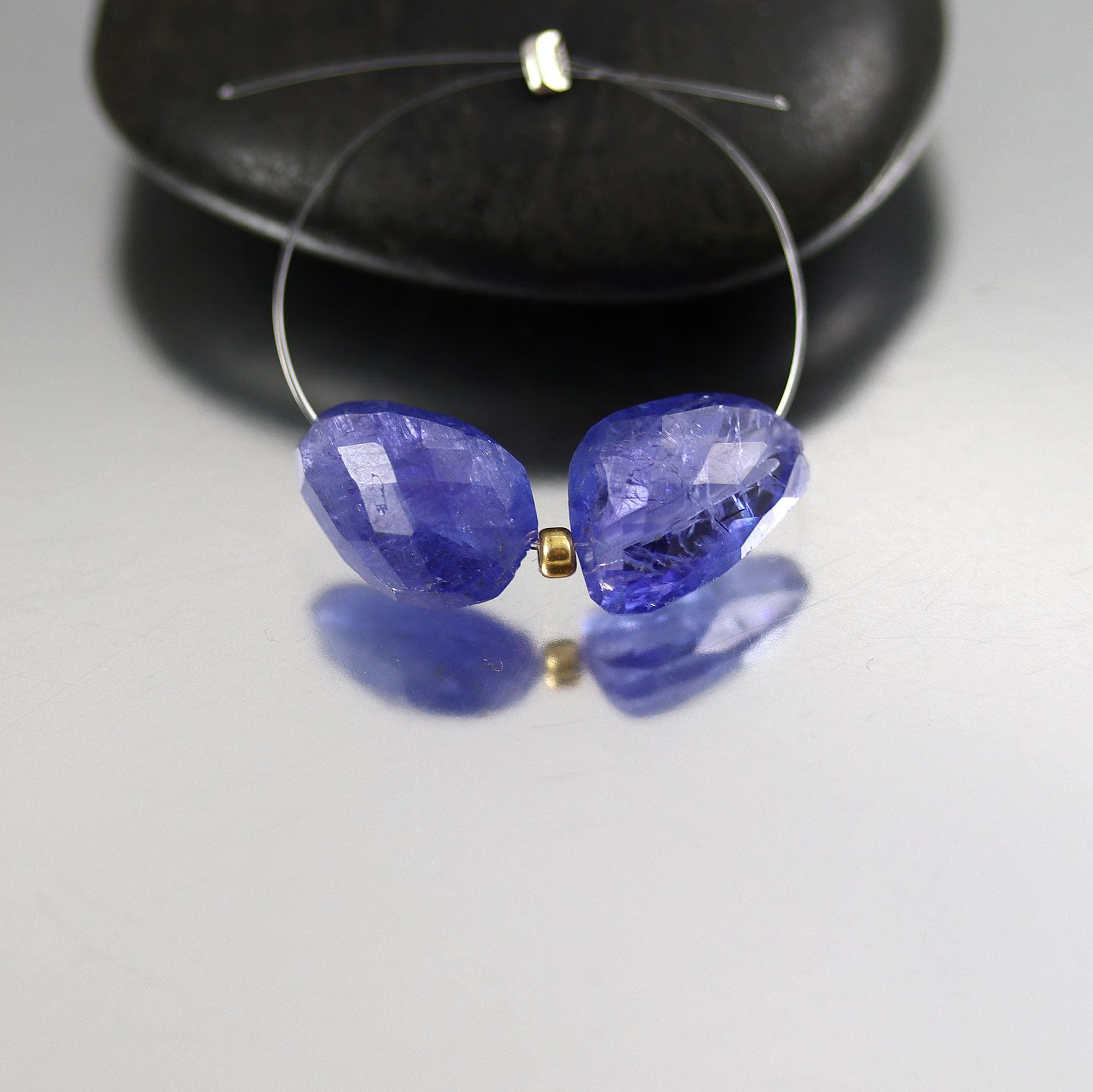 Tanzanite Faceted Nugget Beads - Pair - 10 X 8 Mm
