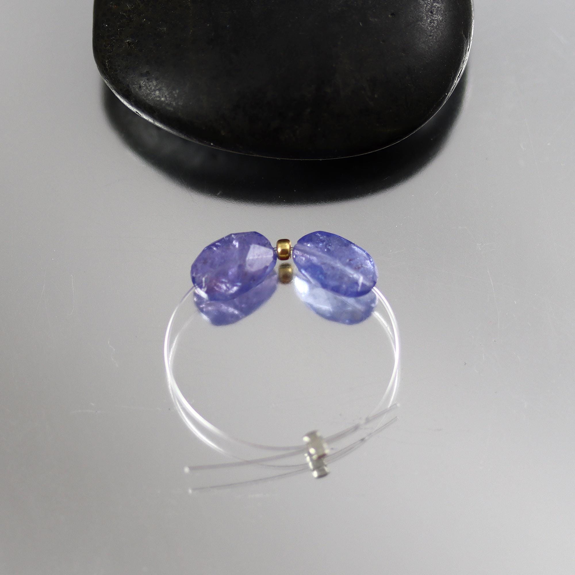 Tanzanite Faceted Oval Nugget Beads - Pair - 8x6mm