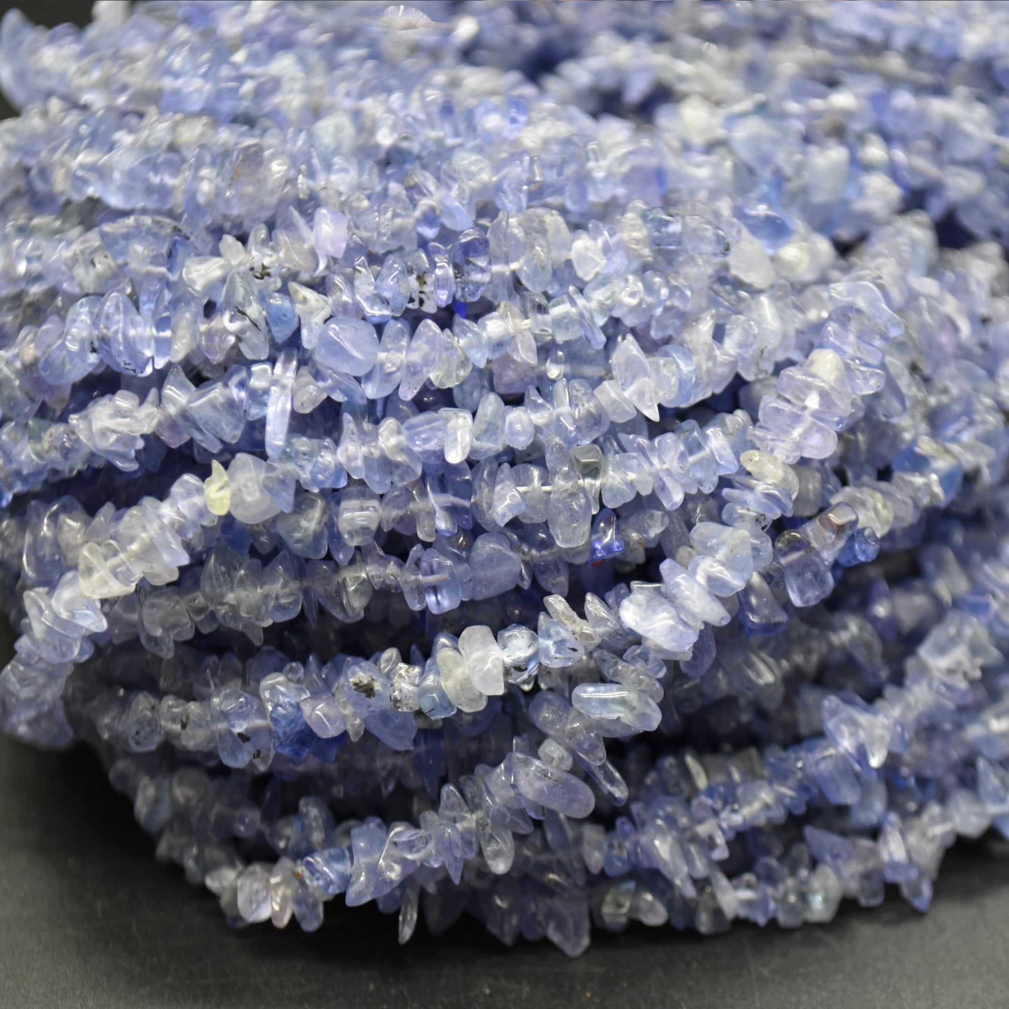 Tanzanite Gemstone Chips Nuggets Beads - 3mm - 8mm, 32" Strand