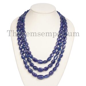 Natural Tanzanite Tumble Beads Necklace, Blue Layering Jewelry Natural Tanzanite Tumble Beads Necklace, Blue Layering Jewelry