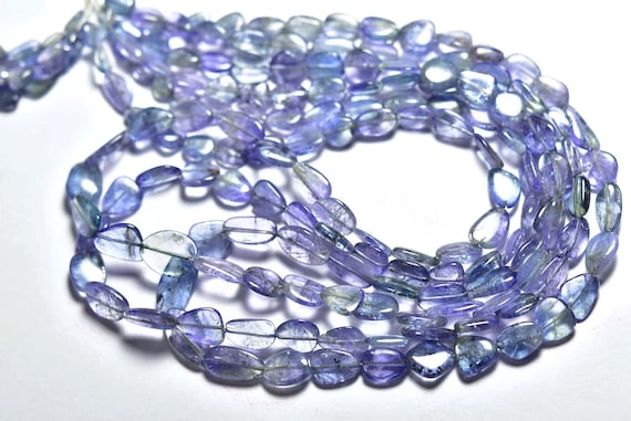 Tanzanite Nugget Beads - 9 Inches - Natural Tanzanite Smooth Flat Nuggets - Wholesale Price - Size Is 8 - 11mm #1519
