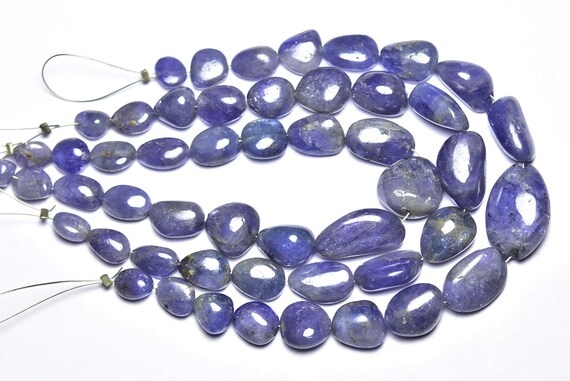 Tanzanite Nuggets Beads - 7 Inches - Natural Beautiful Tanzanite Smooth Nuggets - Size Is 8-14mm #549