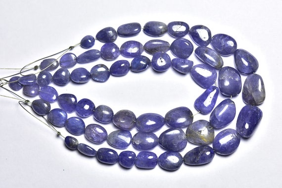 Tanzanite Nuggets Beads - 7 Inches - Natural Beautiful Tanzanite Smooth Nuggets - Size Is 8-12 Mm #557