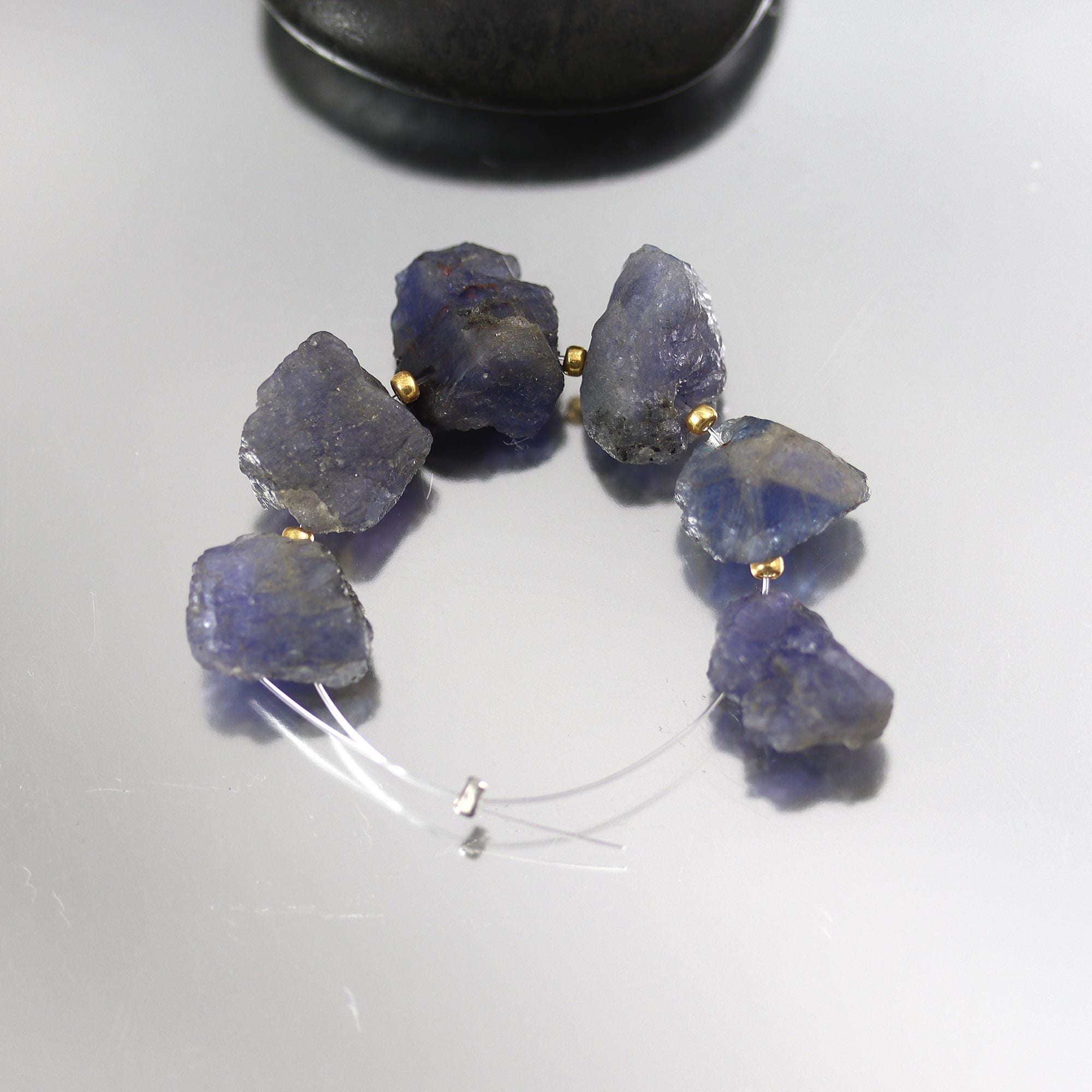 Tanzanite Raw Nugget Beads - Set Of 6 - 13 X 9 Mm