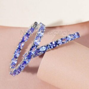 Aaaa Tanzanite Hoop Earrings: Platinum Over Sterling Silver, 9k/14k Gold