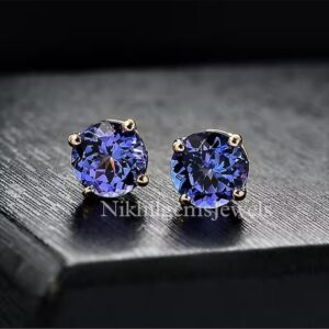 Aaaa Tanzanite Stud Earrings: Platinum/gold Over Sterling Silver