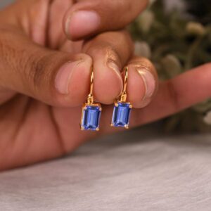 Blue Tanzanite Earrings – 14k Gold, Sterling Silver, Octagon Earring, Bridal Jewelry, Gift For Her