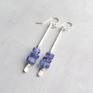 Genuine tanzanite earrings gold for 24th anniversary, December birthday gift, natural gemstone jewelry, tanzanite drop earrings, boho gift