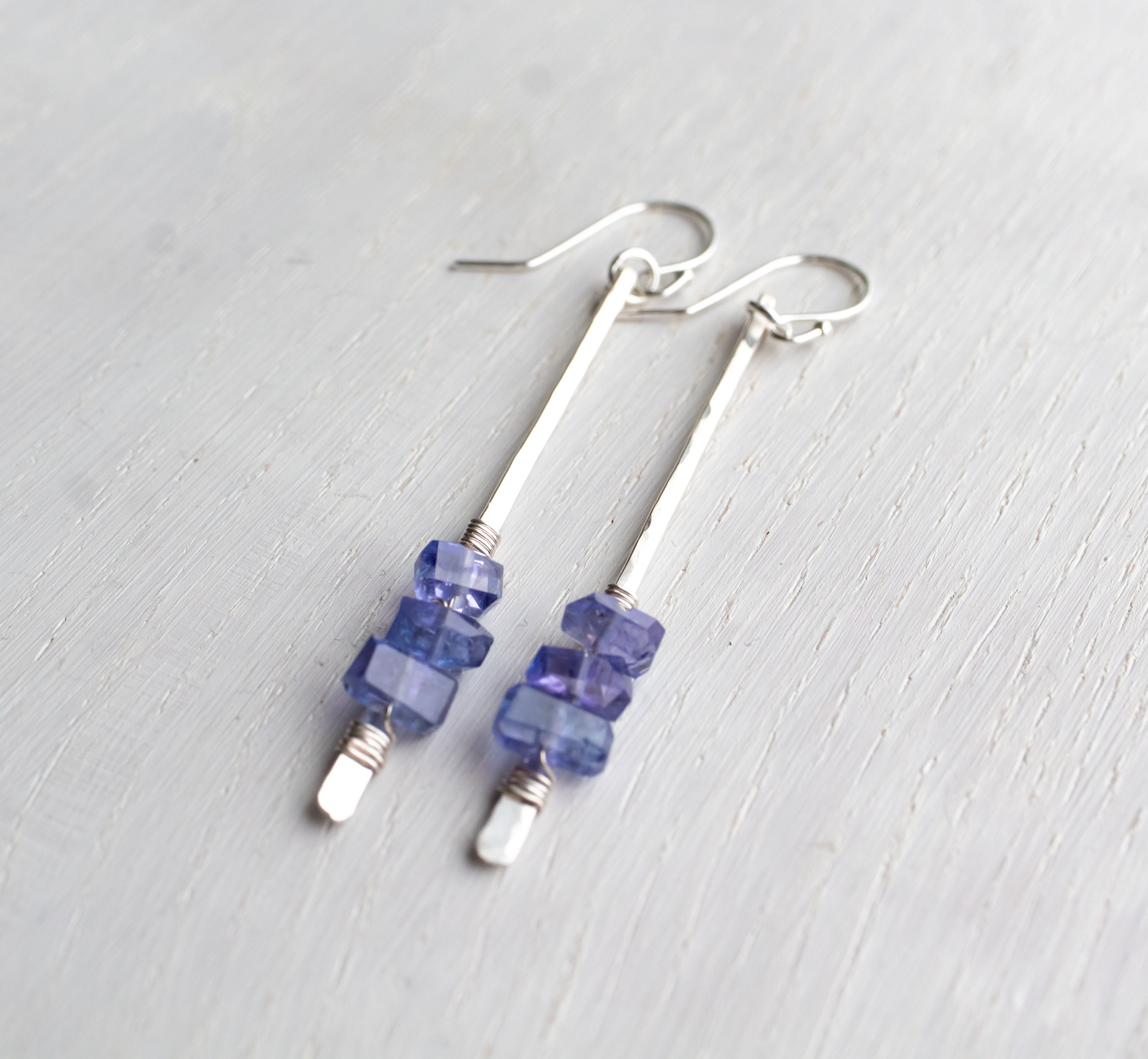 Genuine Tanzanite Earrings Gold For 24th Anniversary, December Birthday Gift, Natural Gemstone Jewelry, Tanzanite Drop Earrings, Boho Gift