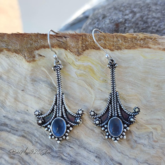 Handmade Tanzanite Dangle Earrings: 925 Sterling Silver Jewelry