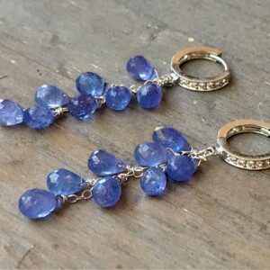 Periwinkle Tanzanite Sterling Silver Earrings: CZ Pave Leverbacks Periwinkle Tanzanite Sterling Silver Earrings: CZ Pave Leverbacks