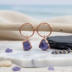 Raw Tanzanite Dangle Earrings Boho Earrings Gemstone Earrings Statement Earrings Handmade Jewelry December Birthstone Jewelry