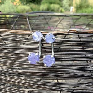 Raw Tanzanite Sterling Silver Jacket Earrings: 2-way Gemstone Studs