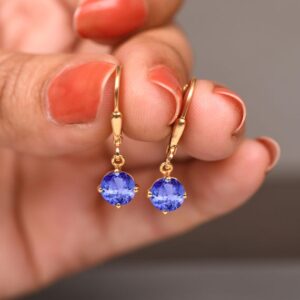 Round Tanzanite Leverback Earrings – 14k Gold Or Sterling Silver