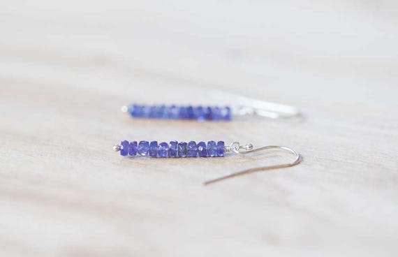Simple Tanzanite Earrings, Delicate Blue Gemstone Dangle Earrings, Rose Gold Filled Or Sterling Silver, Delicate Tanzanite Jewelry