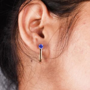 Sterling Silver Tanzanite Hoop Earrings, 14k Gold Plated