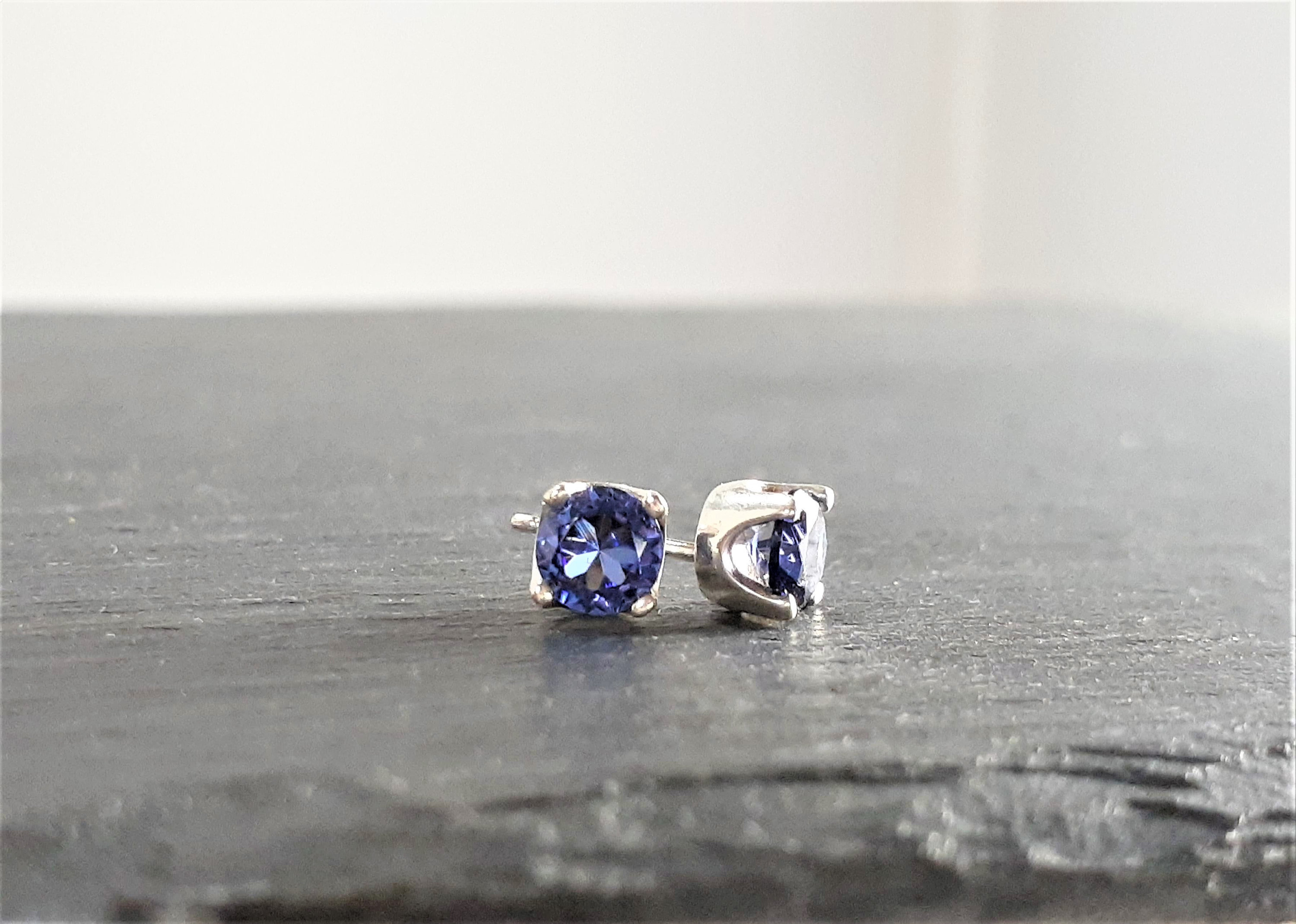 Tanzanite Studs, December Birthstone /handmade Jewelry/ Crystal Stud Earrings, Gemstone Studs, Stud Earring Set, Birthstone Studs, Dainty