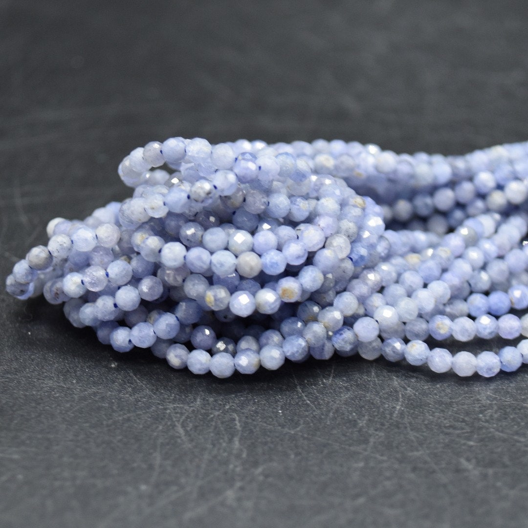 3mm Tanzanite Gemstone Faceted Round Beads - 15" Strand