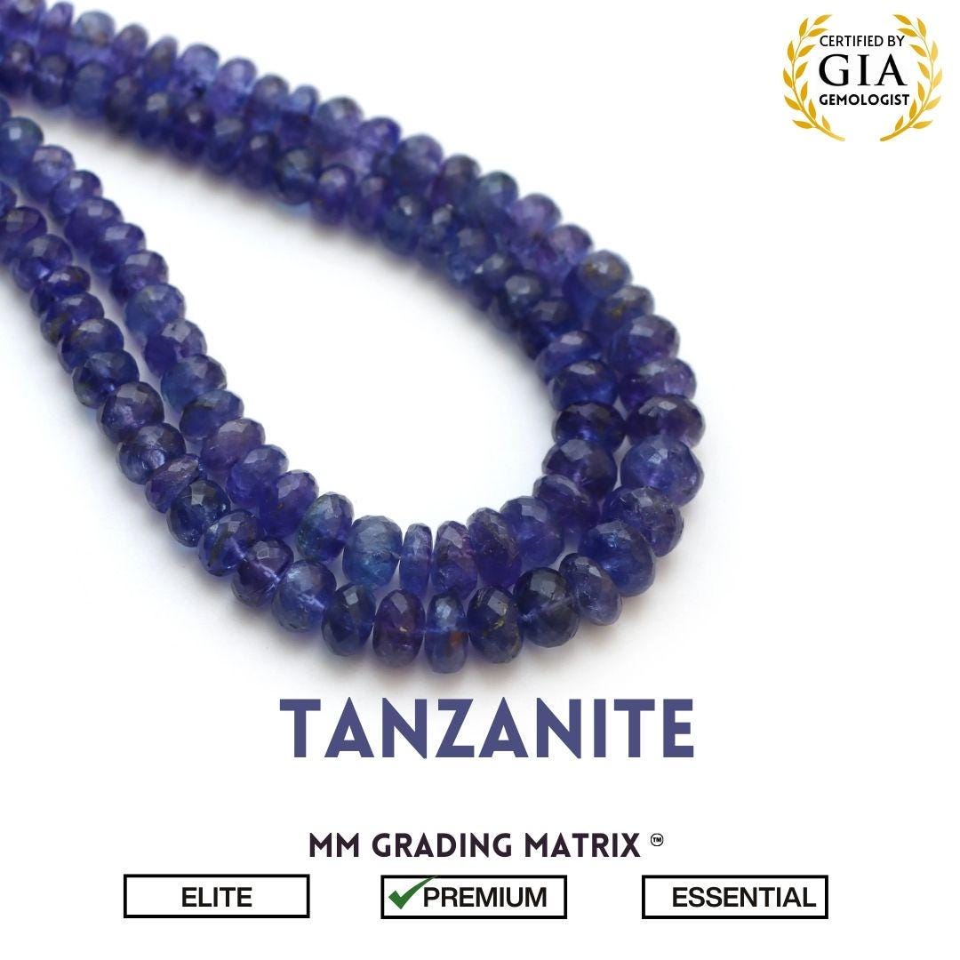 4.5mm-9mm Natural Tanzanite Faceted Rondelle Beads, Tanzanite Gemstone Beads For Jewelry Making, Tanzanite Faceted Beads Strand 18 Inches