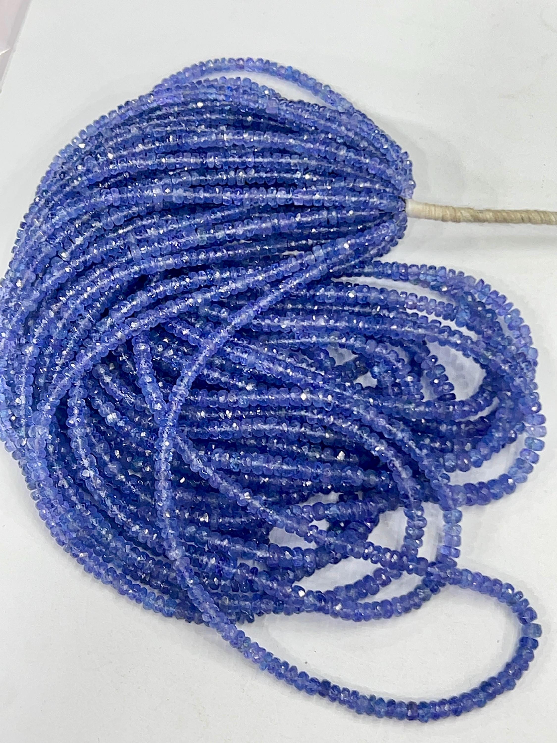 Aaa Tanzanite Beads: Natural Faceted Rondelle Gemstone Strand