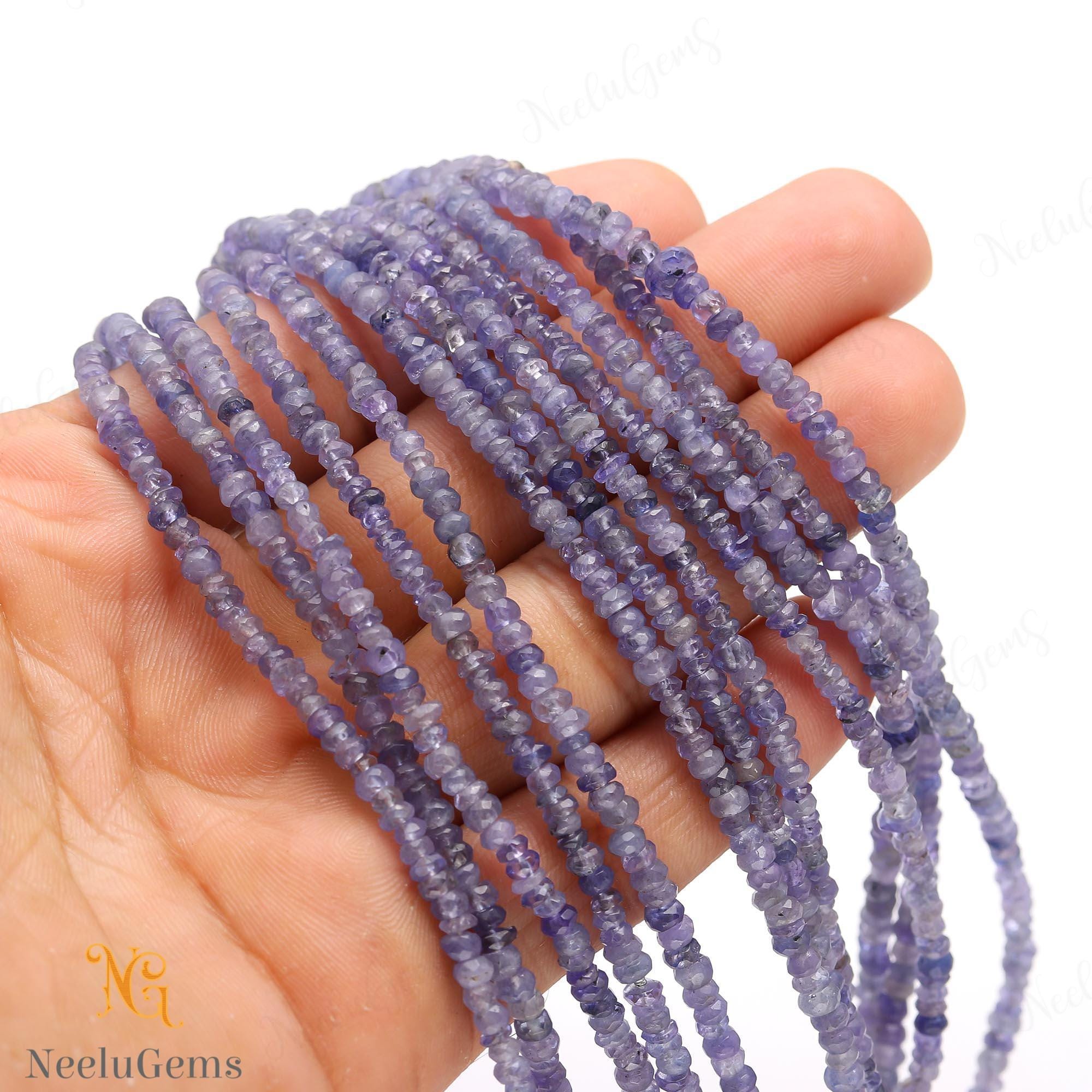 Aaa+ Blue Tanzanite Faceted Rondelle Beads,3-4 Mm Natural Tanzanite Indian Cut Beads,16" Loose Gemstone Beads For Handmade Jewelry