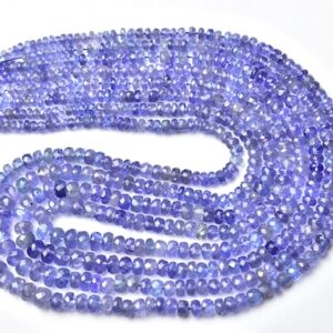 Beautiful Tanzanite Rondelle Beads - 14 inches - Natural Tanzanite Faceted Rondelle - Size is 3 - 5mm #2207 Beautiful Tanzanite Rondelle Beads - 14 inches - Natural Tanzanite Faceted Rondelle - Size is 3 - 5mm #2207