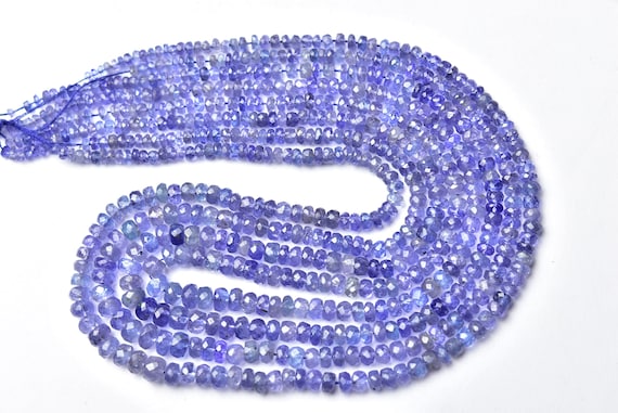 Beautiful Tanzanite Rondelle Beads - 14 Inches - Natural Tanzanite Faceted Rondelle - Size Is 3 - 5mm #2207 Beautiful Tanzanite Rondelle Beads - 14 Inches - Natural Tanzanite Faceted Rondelle - Size Is 3 - 5mm #2207