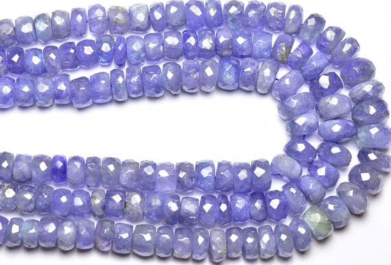 Big Tanzanite Rondelle Beads - 9 Inches - Natural Faceted Tanzanite Rondelle Beads Strand - Size Is 4.5-8 Mm #1501
