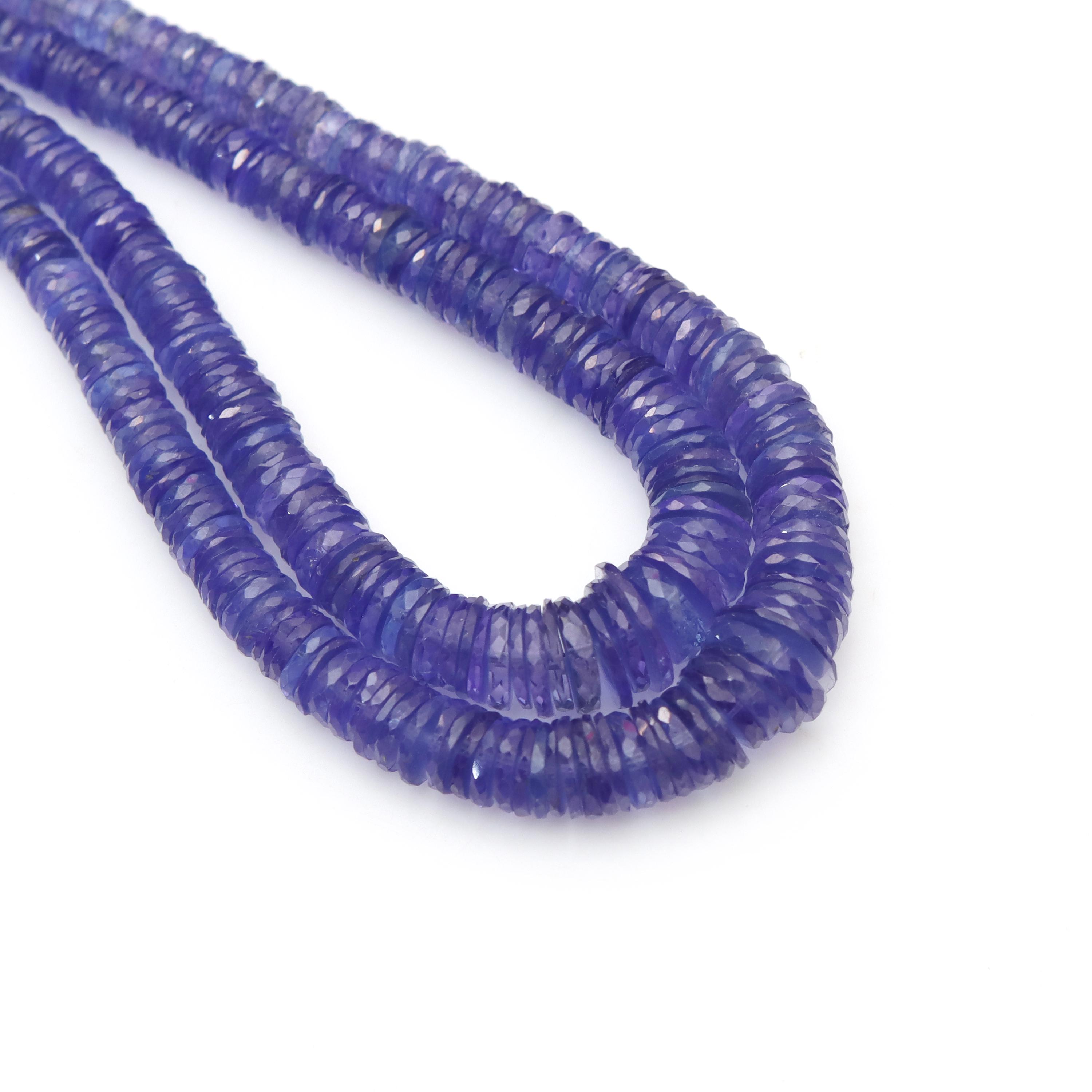 High Quality Aaaa+ Blue Tanzanite Faceted Heishi Beads, 4 Mm To 11 Mm, Tanzanite Flat Round Cut Gemstone For Jewelry, December Birthstone