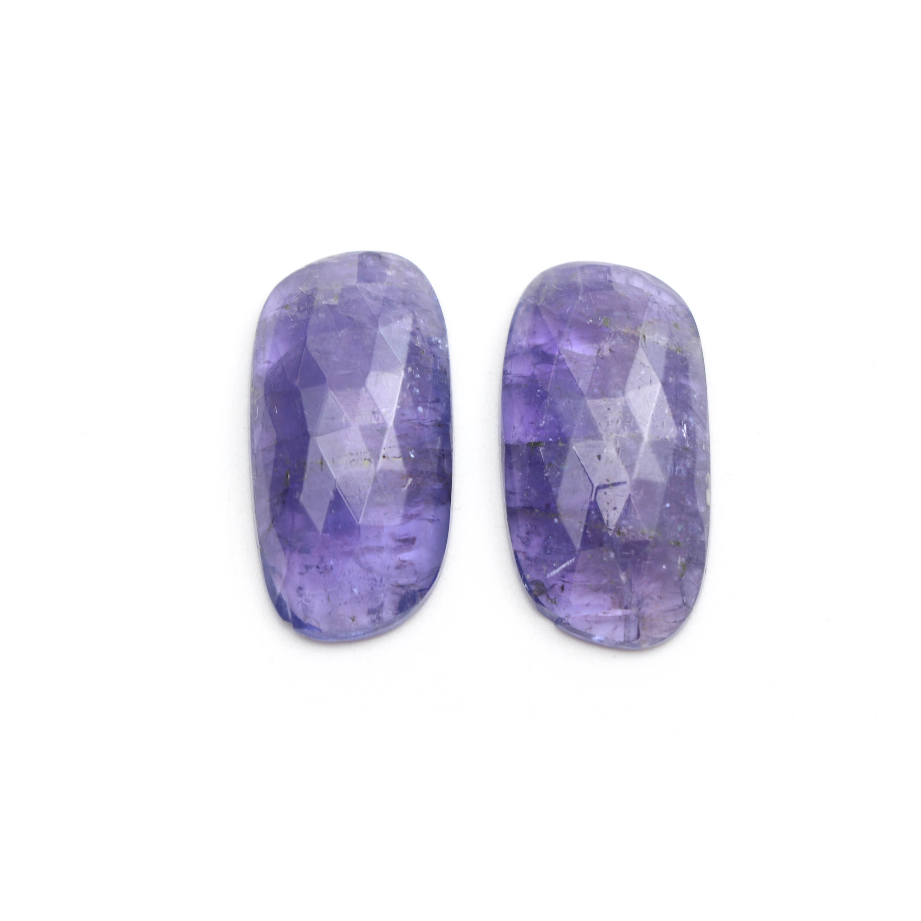 Natural Tanzanite Faceted Organic Loose Gemstone, 14x28 Mm, Tanzanite Rosecut, Tanzanite Jewelry Making Gemstone Rosecut, 1 Pair