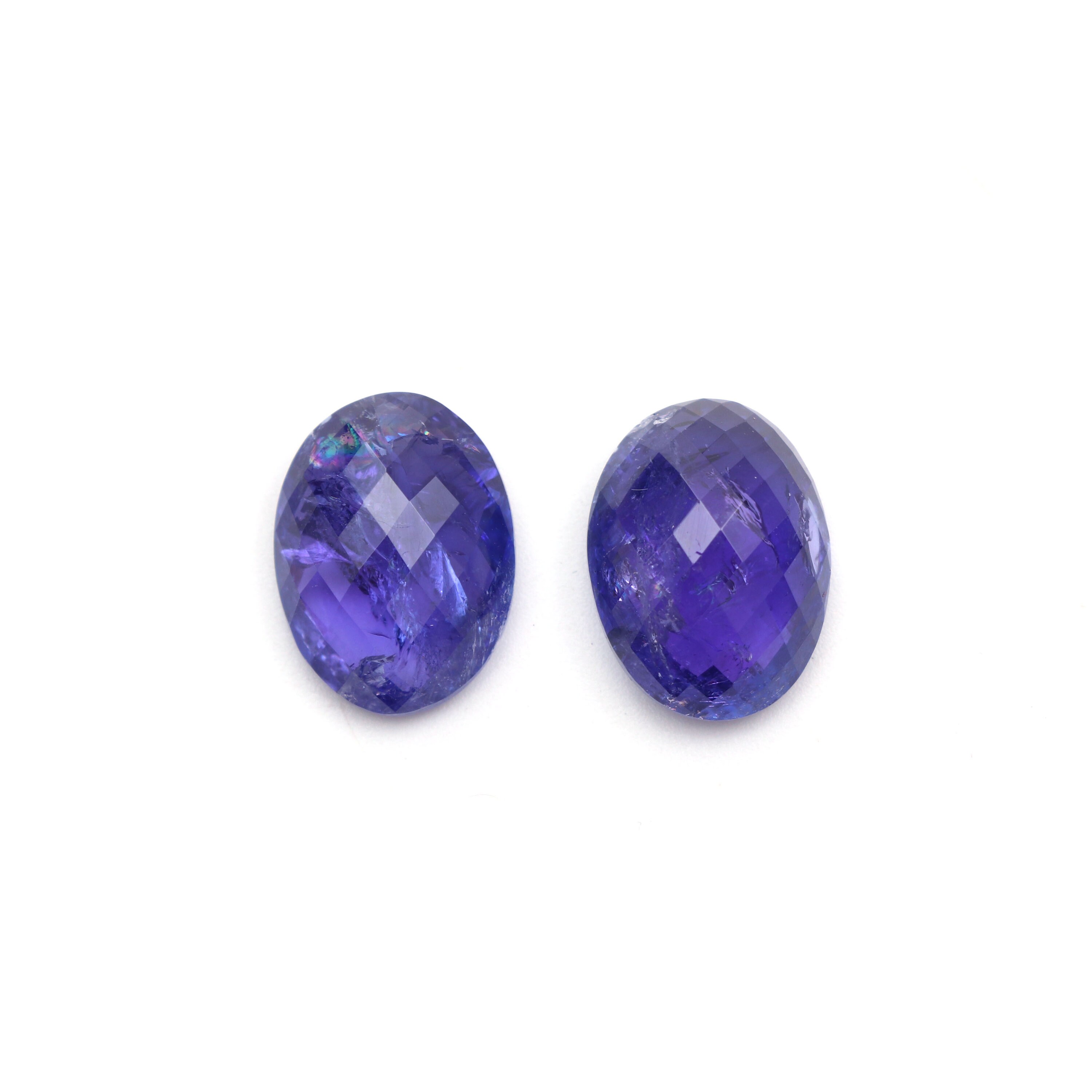 Natural Tanzanite Faceted Oval Loose Gemstone, 12x16 Mm, Tanzanite Jewelry Handmade Gift For Women, 1 Pair