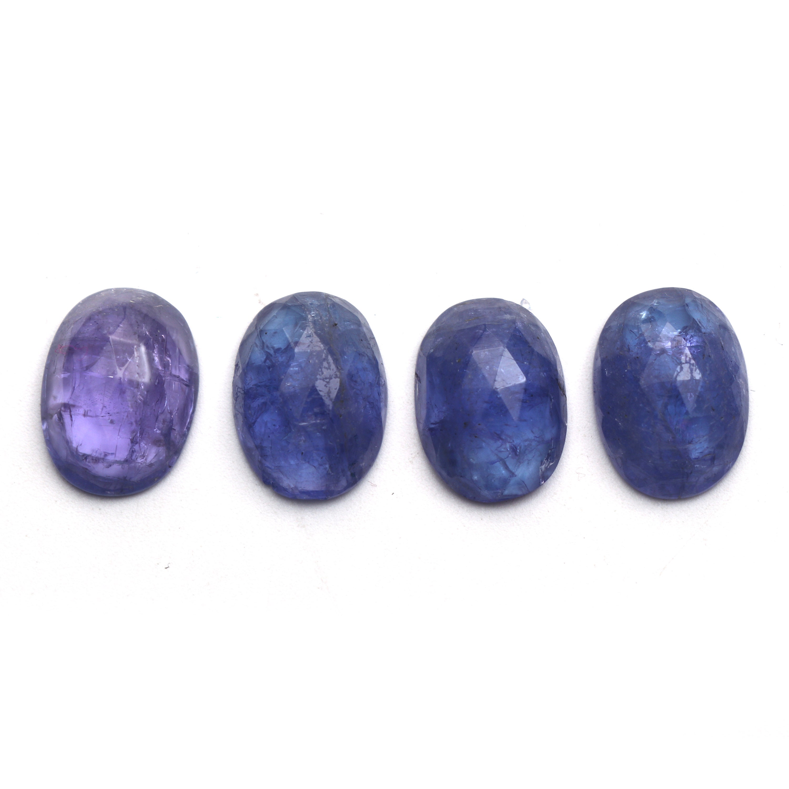 Tanzanite Oval Cut Loose Gemstone, 12.5x17.5 Mm, Tanzanite Faceted Cabochon, Tanzanite Jewelry Making Gemstone Cabochon, Set Of 4 Pieces