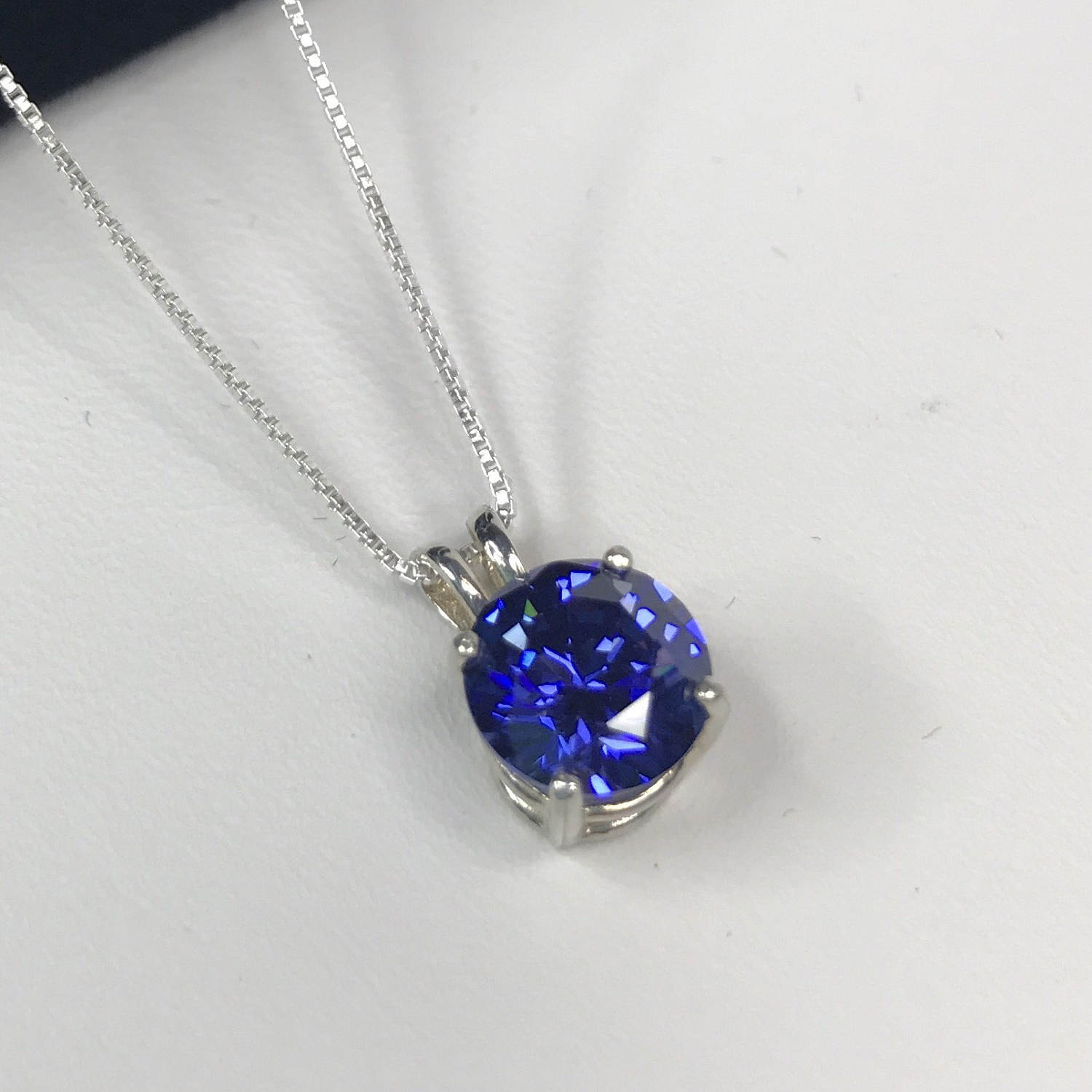 1.5ct Tanzanite Necklace Round Solitaire Trending Jewelry Gift