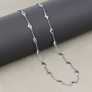 925 Sterling Silver Tanzanite By The Yard Necklace, Tanzanite Necklace, Bezel Necklace, Station Necklace, December Birthstone, Gift For Her 925 Sterling Silver Tanzanite By The Yard Necklace, Tanzanite Necklace, Bezel Necklace, Station Necklace, December Birthstone, Gift For Her