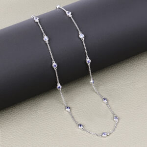925 Sterling Silver Tanzanite By The Yard Necklace, Tanzanite Necklace, Bezel Necklace, Station Necklace, December Birthstone, Gift For Her 925 Sterling Silver Tanzanite By The Yard Necklace, Tanzanite Necklace, Bezel Necklace, Station Necklace, December Birthstone, Gift For Her