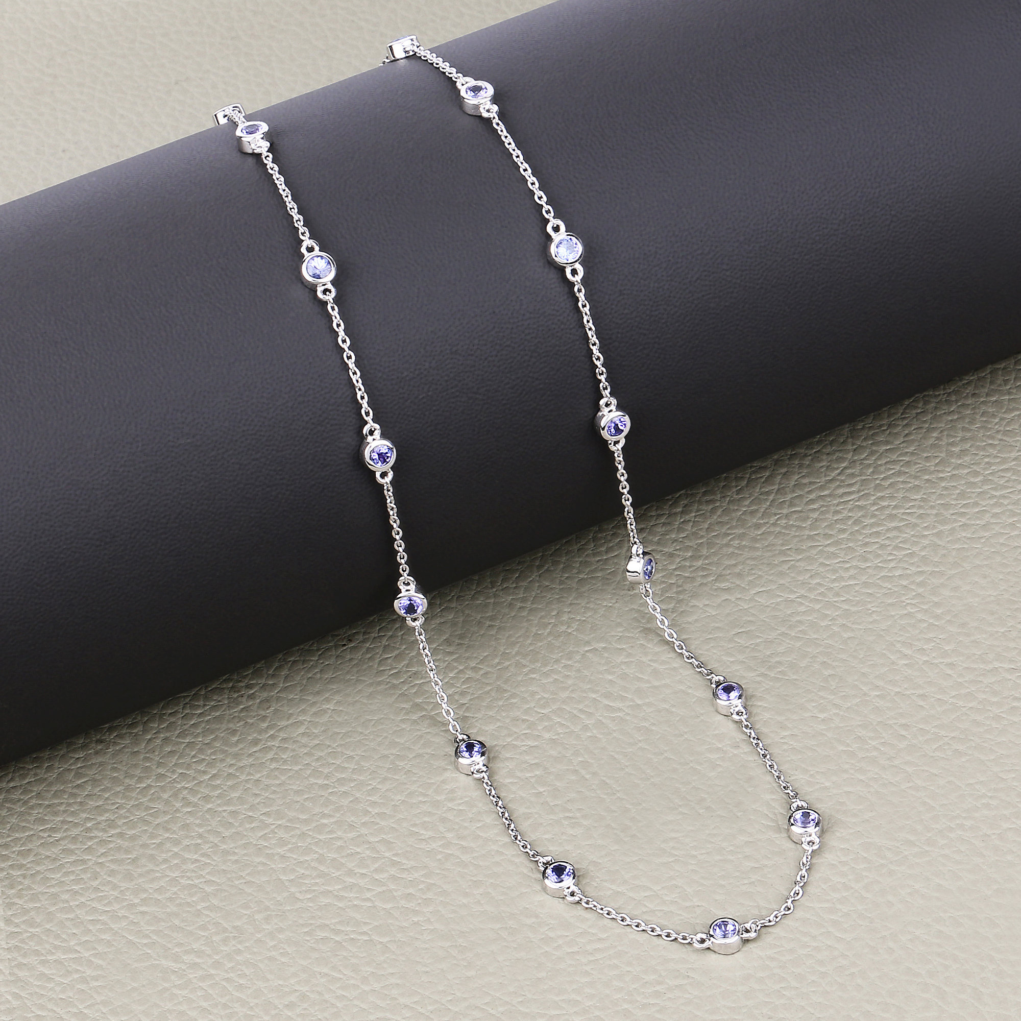 925 Sterling Silver Tanzanite By The Yard Necklace, Tanzanite Necklace, Bezel Necklace, Station Necklace, December Birthstone, Gift For Her 925 Sterling Silver Tanzanite By The Yard Necklace, Tanzanite Necklace, Bezel Necklace, Station Necklace, December Birthstone, Gift For Her