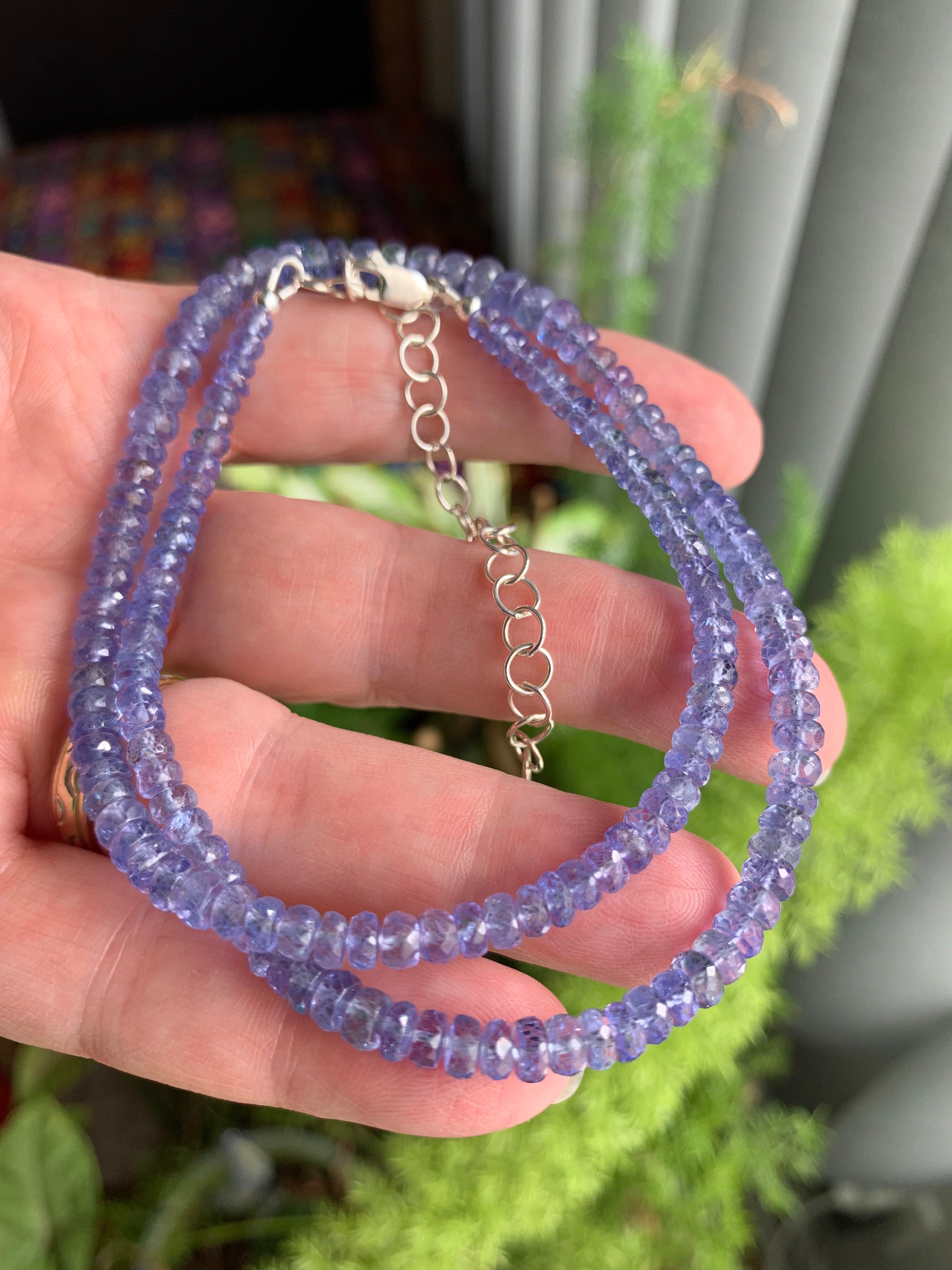Aaa Tanzanite Necklace, Genuine High Quality Faceted Beads Tanzanite Chocker