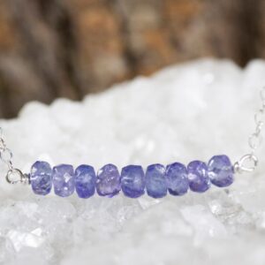 Tanzanite Bar Necklace In Silver Or Gold - Blue Gift Wife - Blue Chakra Jewelry - December Birthstone Tanzanite Bar Necklace In Silver Or Gold - Blue Gift Wife - Blue Chakra Jewelry - December Birthstone