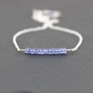 Tanzanite Bar Necklace In Sterling Silver, 14kt Gold Or Rose Gold Filled, Dainty Gemstone Choker, Simple Delicate Layering Jewelry For Women Tanzanite Bar Necklace In Sterling Silver, 14kt Gold Or Rose Gold Filled, Dainty Gemstone Choker, Simple Delicate Layering Jewelry For Women