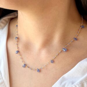 Tanzanite Beaded Choker Necklace in Gold Filled, Wire wrapped Periwinkle Jewelry Dainty Minimalist Necklace, December Birthstone Gift Tanzanite Beaded Choker Necklace in Gold Filled, Wire wrapped Periwinkle Jewelry Dainty Minimalist Necklace, December Birthstone Gift