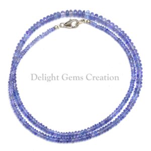 Tanzanite Beaded Necklace, Genuine Gemstone, Sterling Silver Tanzanite Beaded Necklace, Genuine Gemstone, Sterling Silver