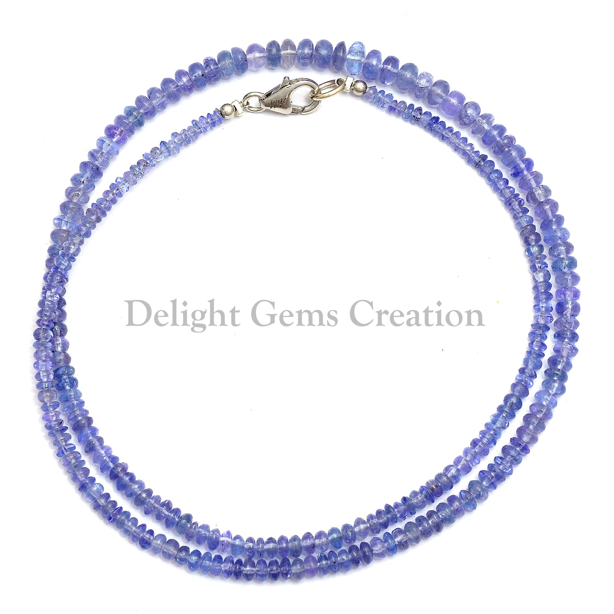 Tanzanite Beaded Necklace, Genuine Gemstone, Sterling Silver