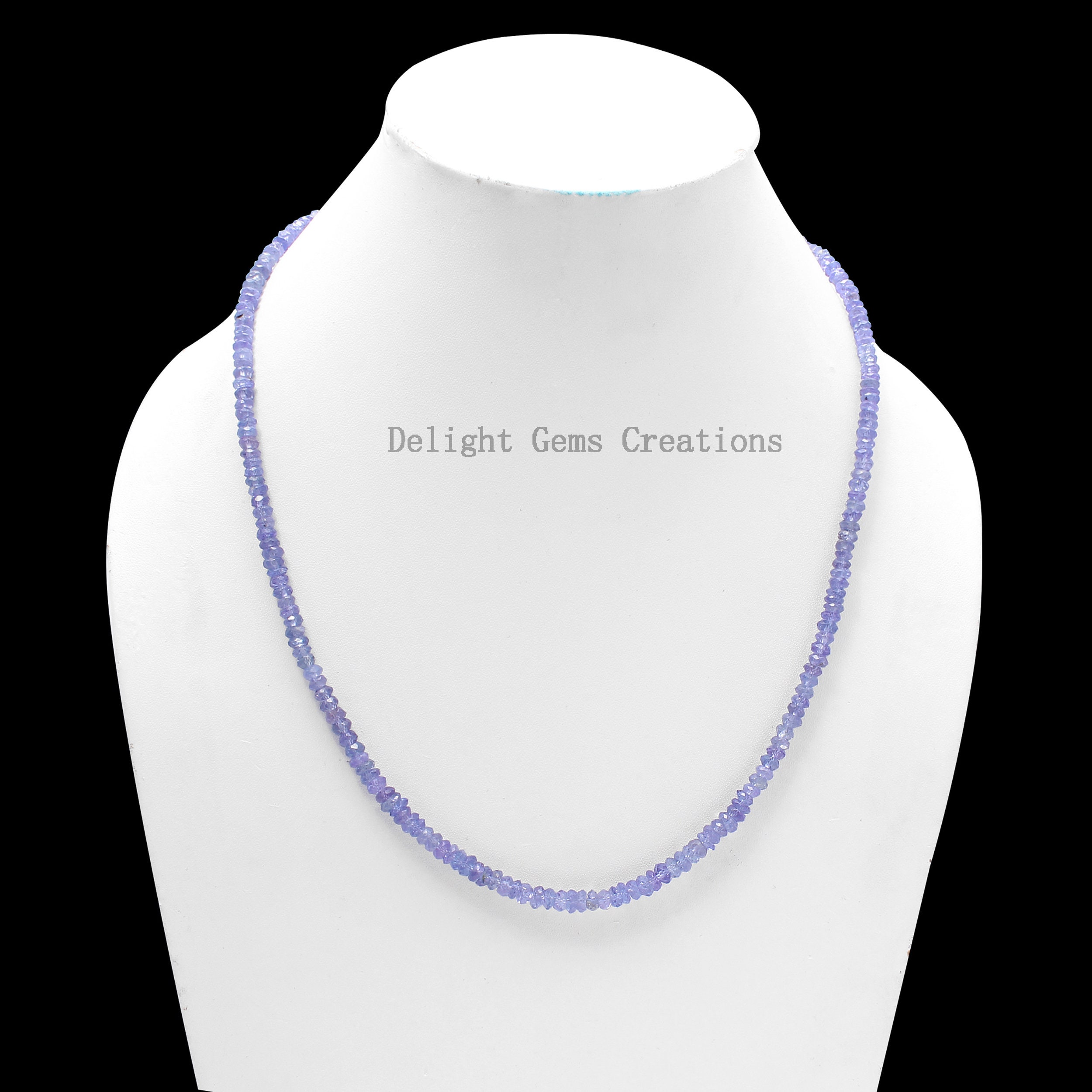 Faceted Tanzanite Rondelle Necklace, 4mm Gemstone Beads Faceted Tanzanite Rondelle Necklace, 4mm Gemstone Beads
