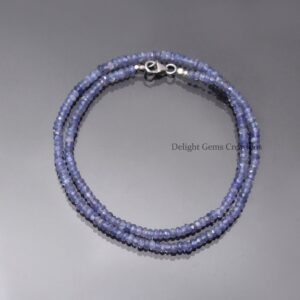 Faceted Tanzanite Rondelle Beaded Necklace, 18 Inch Faceted Tanzanite Rondelle Beaded Necklace, 18 Inch