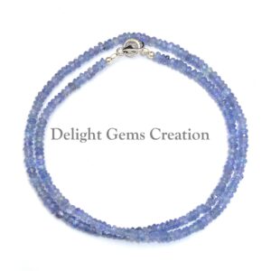 Faceted Tanzanite Rondelle Beaded Necklace, 18 Inch Faceted Tanzanite Rondelle Beaded Necklace, 18 Inch
