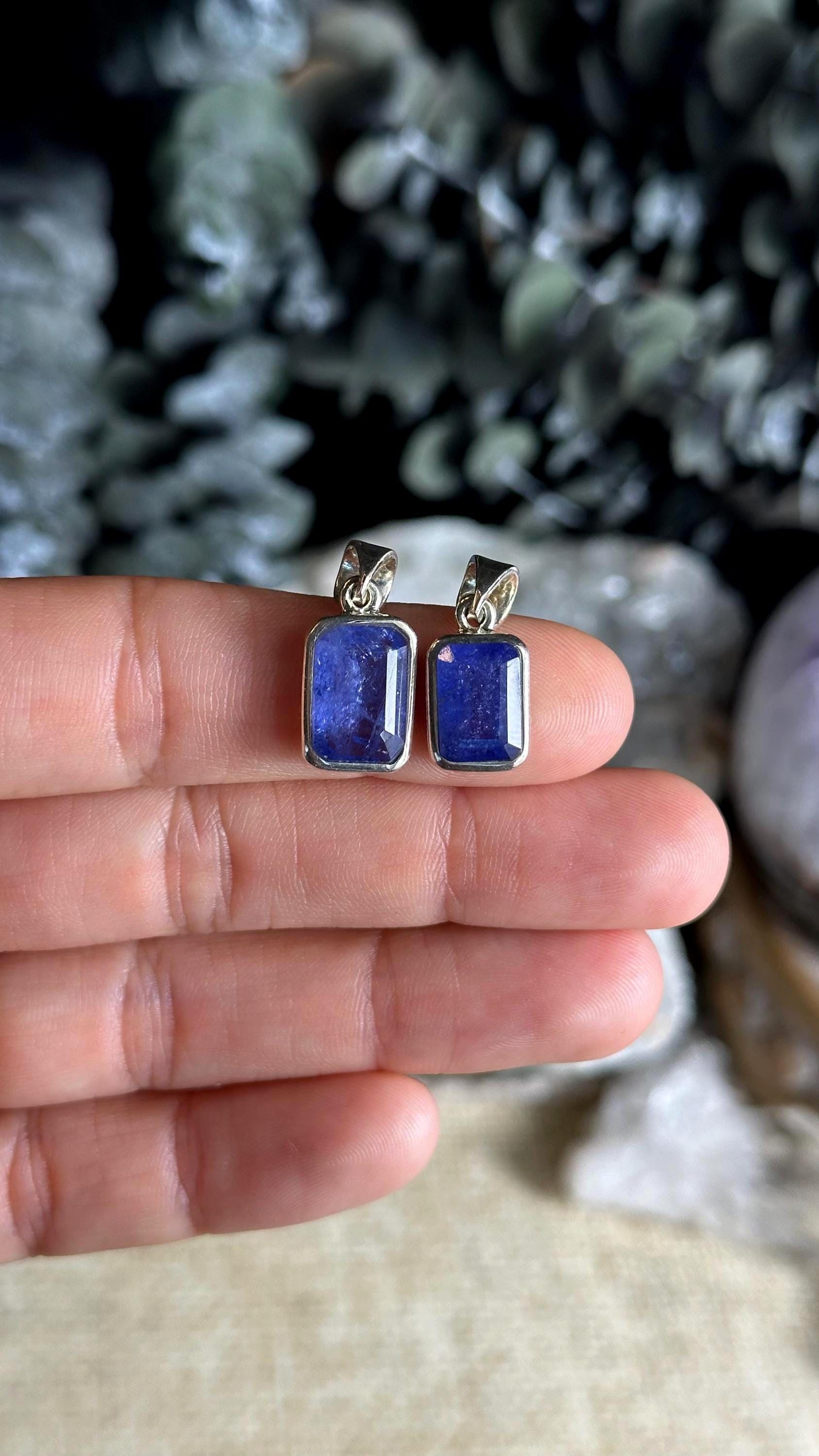 Faceted Tanzanite Sterling Silver Necklace: .925 Silver, Oval Teardrop Faceted Tanzanite Sterling Silver Necklace: .925 Silver, Oval Teardrop