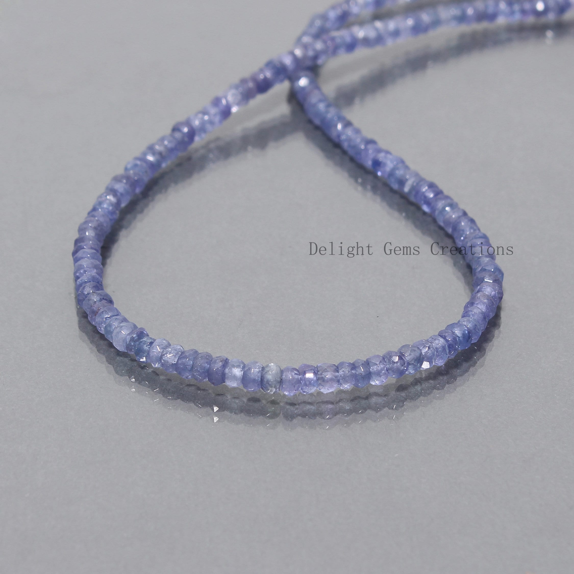 Genuine Tanzanite Necklace, 3.75mm Faceted Rondelle Beads, 18 Inch