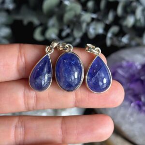 Genuine Tanzanite Sterling Silver Necklace: Oval, Teardrop Genuine Tanzanite Sterling Silver Necklace: Oval, Teardrop