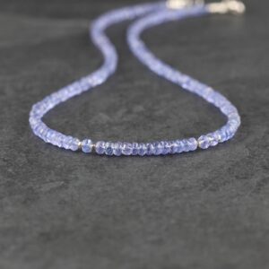 Tanzanite Necklace In Sterling Silver, Gold Or Rose Gold, 3 To 3.5mm Dainty Faceted Gemstone Choker, Lavender Purple Natural Crystal Tanzanite Necklace In Sterling Silver, Gold Or Rose Gold, 3 To 3.5mm Dainty Faceted Gemstone Choker, Lavender Purple Natural Crystal
