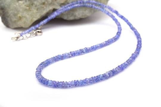 Natural Faceted Tanzanite Necklace 925 Silver, Genuine Tanzanite Beaded Necklace, Gemstone Jewelry, Dainty Silver Necklace, Gift For Her